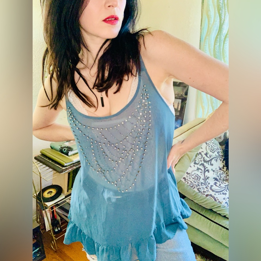 Urban Outfitters Pins & Needles Teal Embellished Tunic